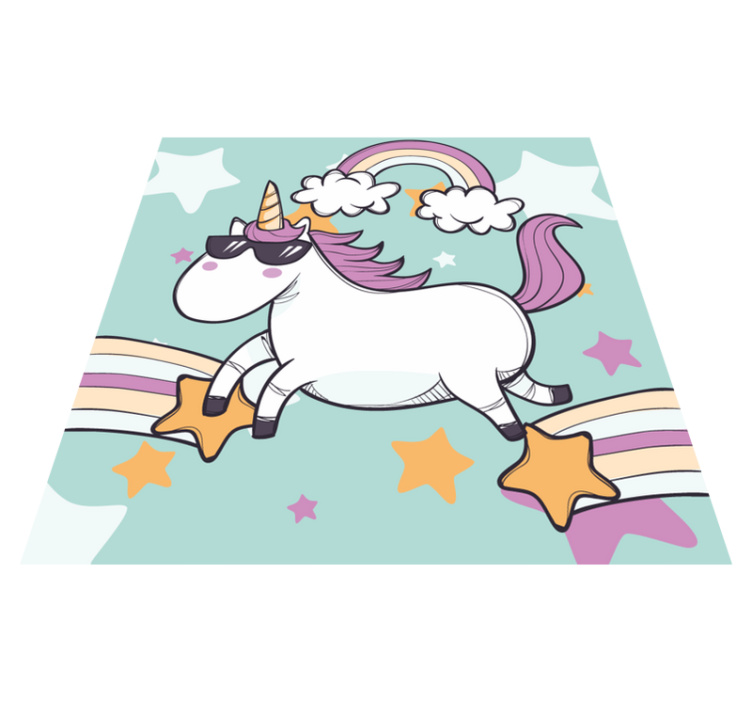 Vinylteppich Tiere Handgezeichnetes einhorn mit sonnenbrille - TenStickers