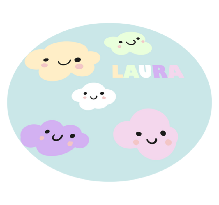 Vinyl Teppich mit Namen anpassbare wolken - TenStickers