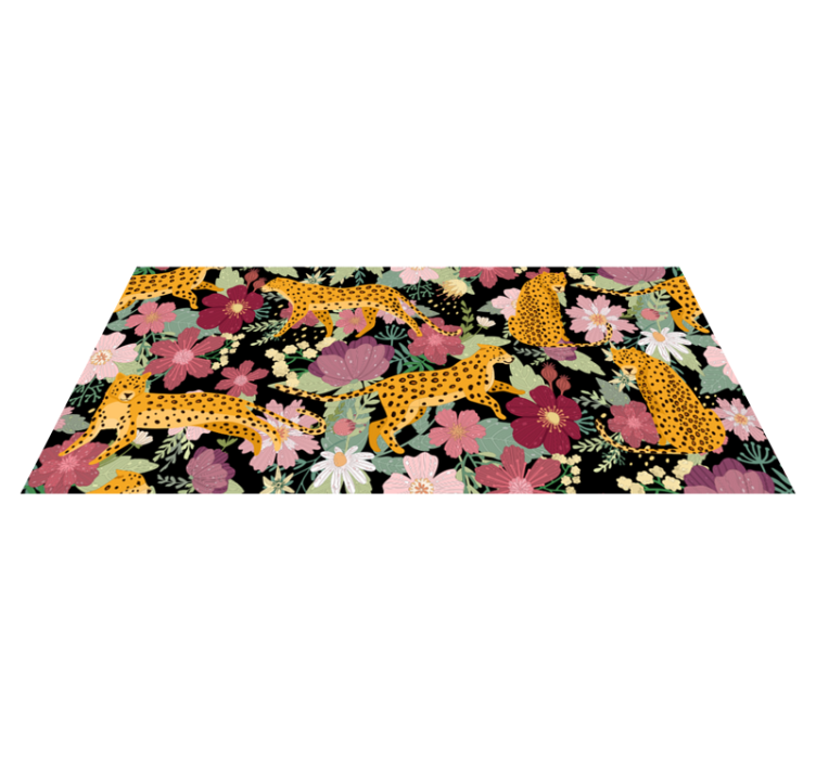 Vinyl Teppich Tiere leoparden-blumenmuster - TenStickers