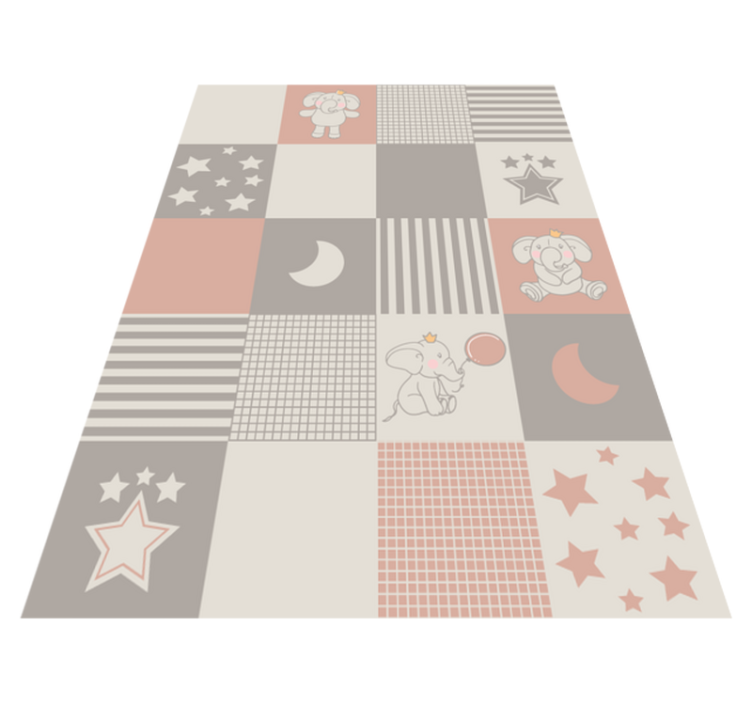 Vinyl Teppich Kinder patchwork-elefantenspielplatz - TenStickers