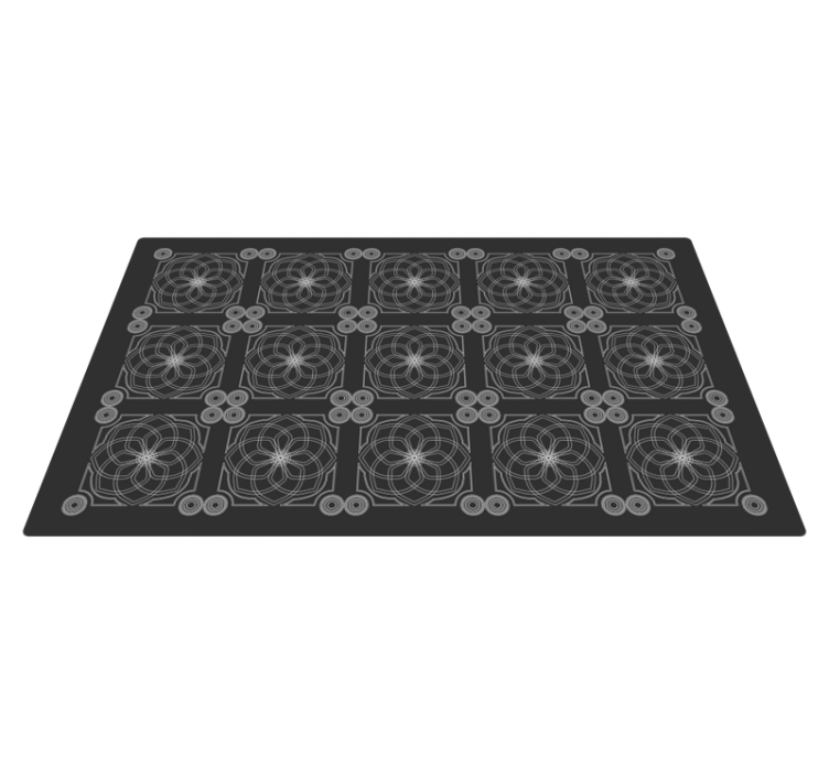 Vinyl Teppich schwarz geometrische blumenmuster - TenStickers
