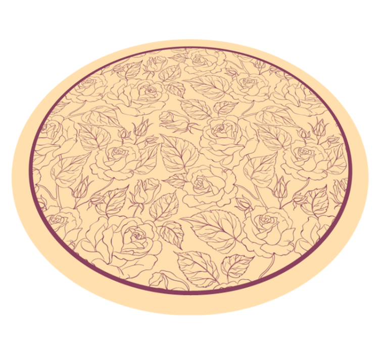 Vinyl Teppich Blumen rose muster rund - TenStickers
