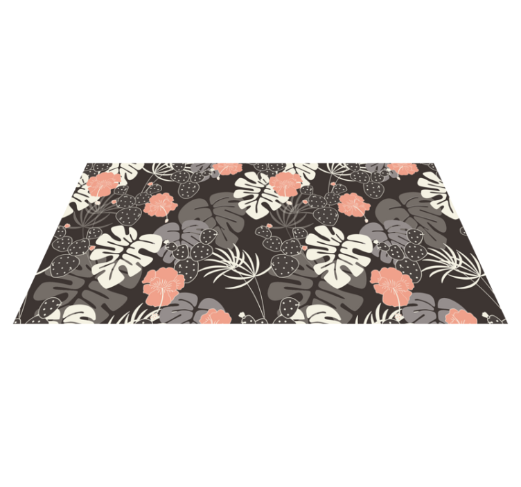 Vinyl Teppich Blumen tropisches schwarzes design - TenStickers