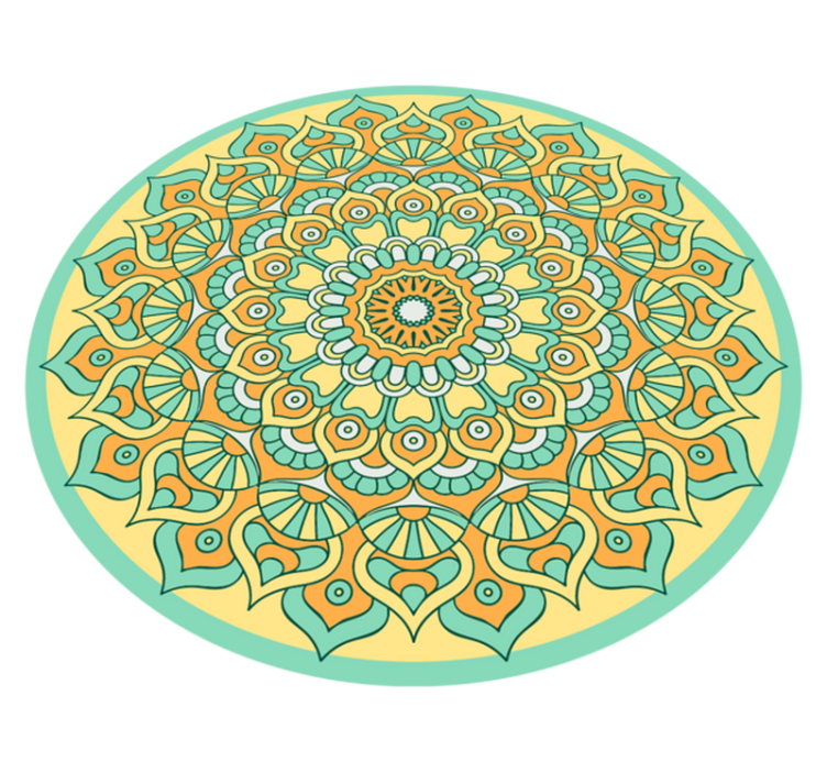 Vinylteppich Mandala Mandala orange und blaugrün - TenStickers