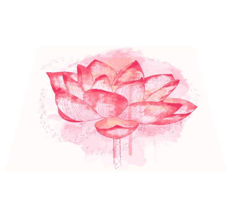 Vinylteppich Blumen Lotus kreisförmiges aquarell - TenStickers