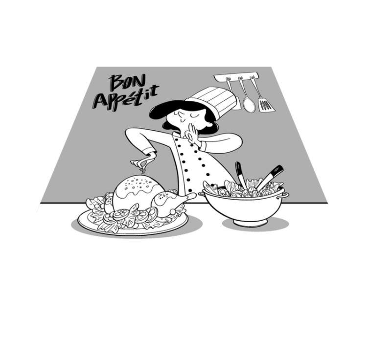 Vinyl Teppich Küche cartoon-chef-illustration - TenStickers