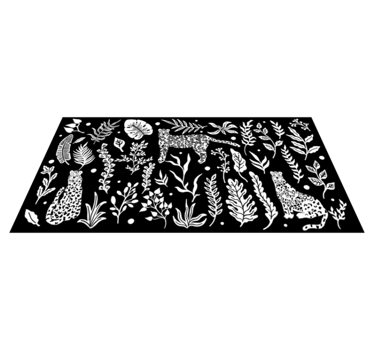 Vinyl teppich natur mit monstera und leoparden - TenStickers