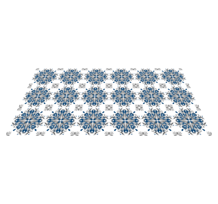 Vinylteppich mosaik elegantes blaues blumenmuster - TenStickers