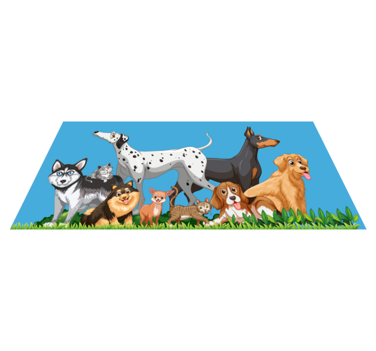 Vinyl Teppich kindlich hunde treffen - TenStickers