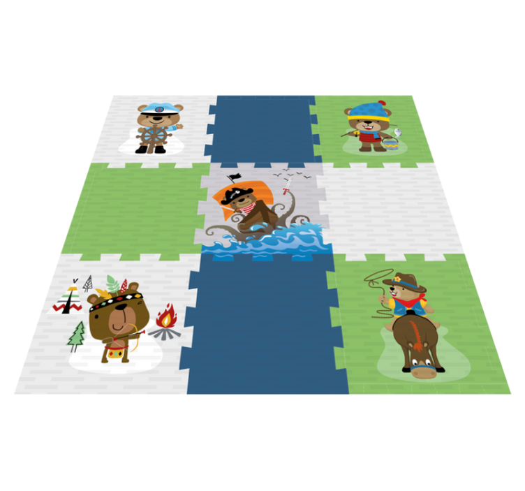 Vinyl Teppich kindlich süßes bärenabenteuer - TenStickers