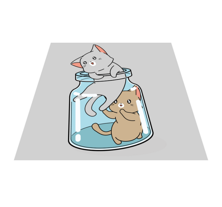 Vinyl teppich tiere süße katzen im glas - TenStickers