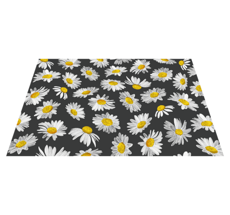 Vinylteppich Blumen Gänseblümchenblume schwarz - TenStickers