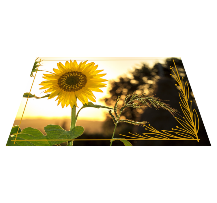 Vinylteppich Blumen Eine sonnenblume und ein feld - TenStickers