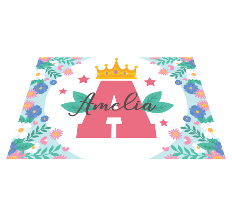 Vinyl Teppich kindlich gekrönter initial und name - TenStickers