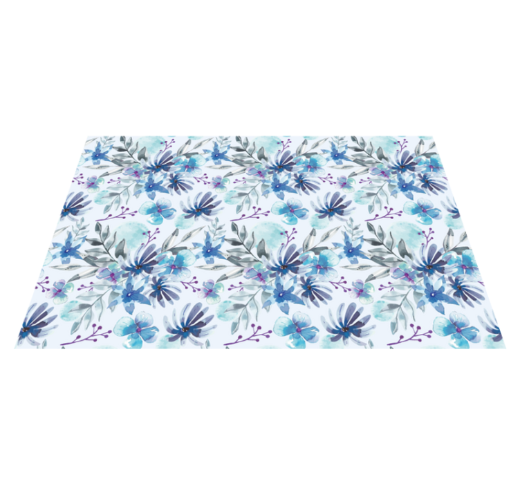 Vinyl Teppich Blumen blaues elegantes motiv - TenStickers