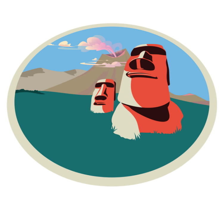 Vinyl Teppich Weltkarte abbildung der moai-statuen - TenStickers