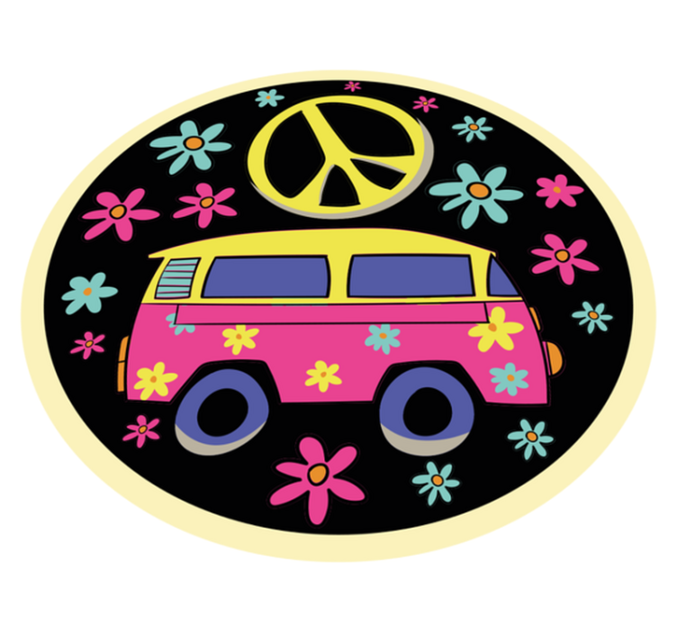 Vinyl Teppich kindlich flower-power-van - TenStickers