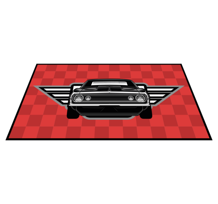 Vinyl Teppich kindlich kariertes muscle-car - TenStickers