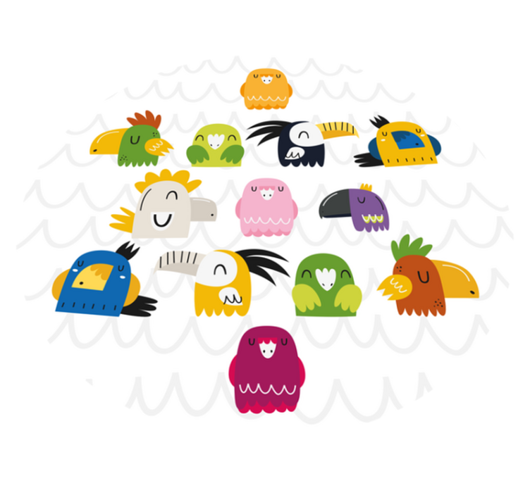 Vinyl Teppich Kinderzimmer bunte vogelgesichter - TenStickers