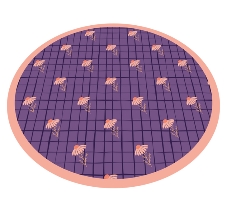 Vinylteppich Wohnzimmer Karomuster mit gänseblümchen - TenStickers