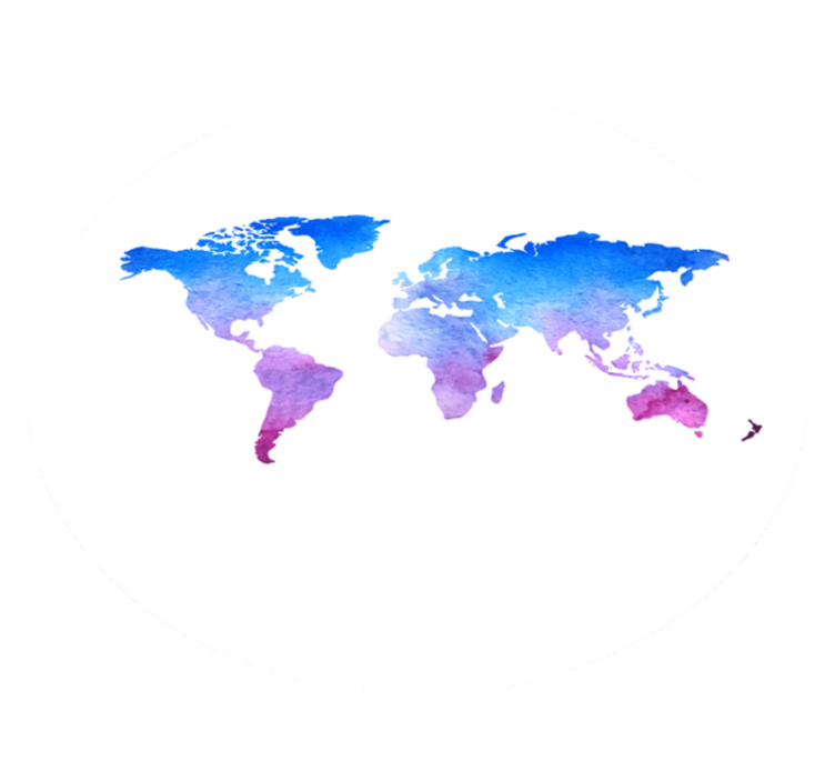 Vinyl Teppich Weltkarte kreisförmige aquarellstruktur. - TenStickers