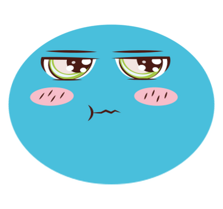 Vinyl Teppich rund trauriges cartoon-gesicht - TenStickers