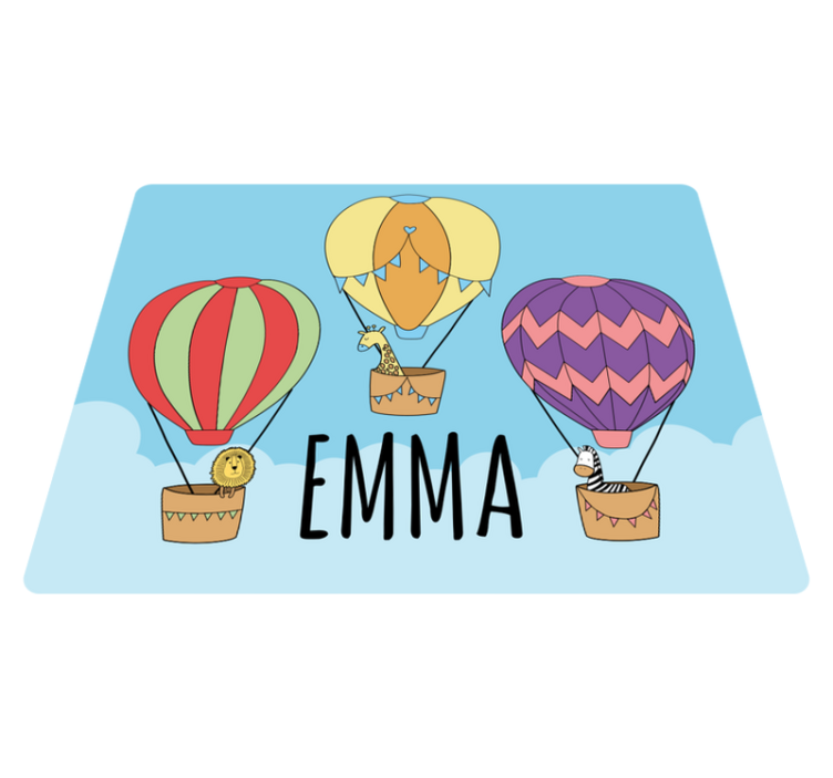 Vinyl teppich mit namen bunte heißluftballons - TenStickers