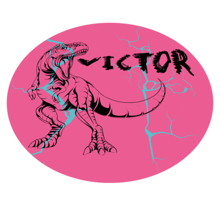 Vinyl Teppich kindlich rosa t-rex mit namen - TenStickers