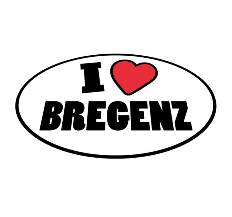 Vinylteppich Spruch Rotes herz und ich liebe bregenz satz - TenStickers