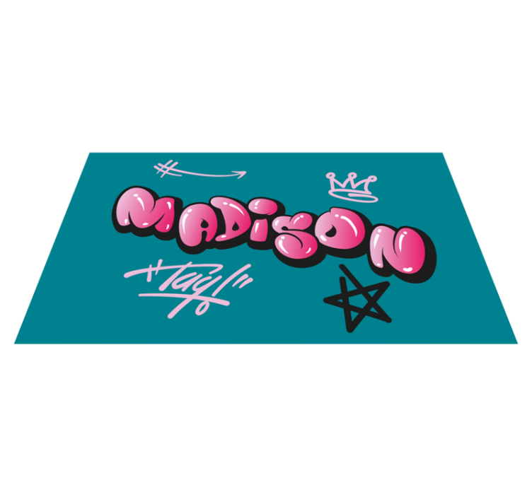 Vinyl Teppich Jugendzimmer rosa graffiti mit namen - TenStickers