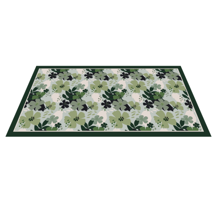 Vinyl Teppich Blumen floral gemustert grün - TenStickers