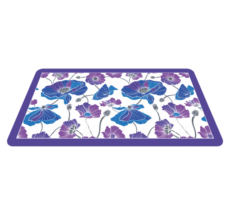 Vinyl Teppich Blumen blauer botanischer traum - TenStickers