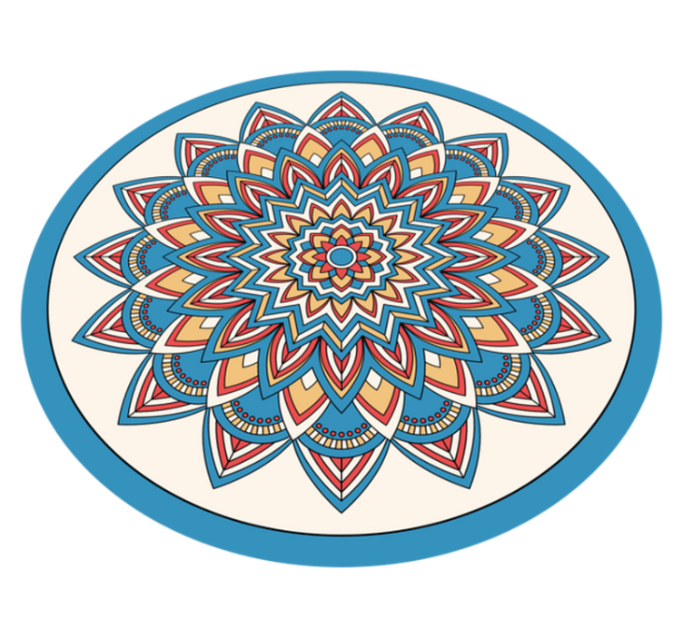 Vinylteppich Mandala Blaues und rotes blumenmandala - TenStickers