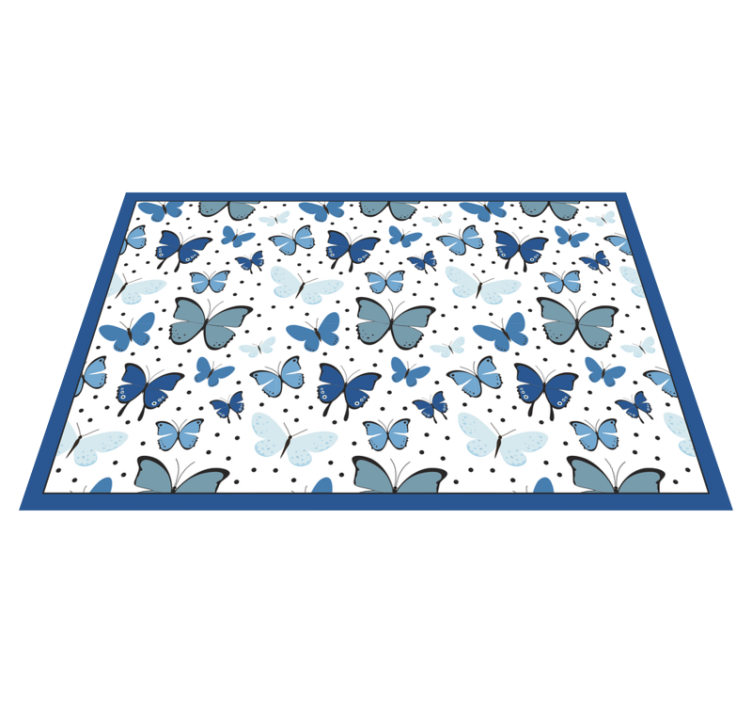 Vinyl Teppich Blumen blaues schmetterlingsmuster - TenStickers