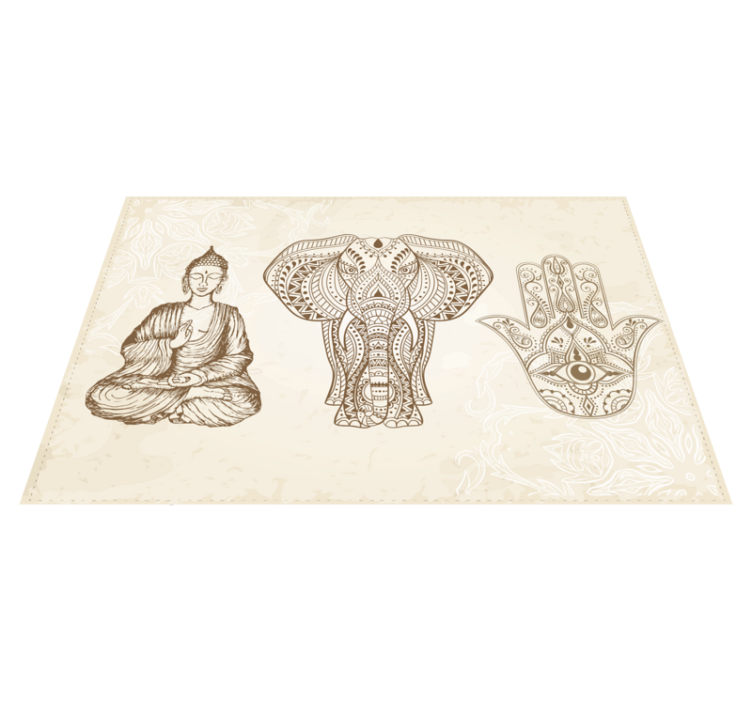 Vinyl Teppich Mandala buddha elefantenhand - TenStickers