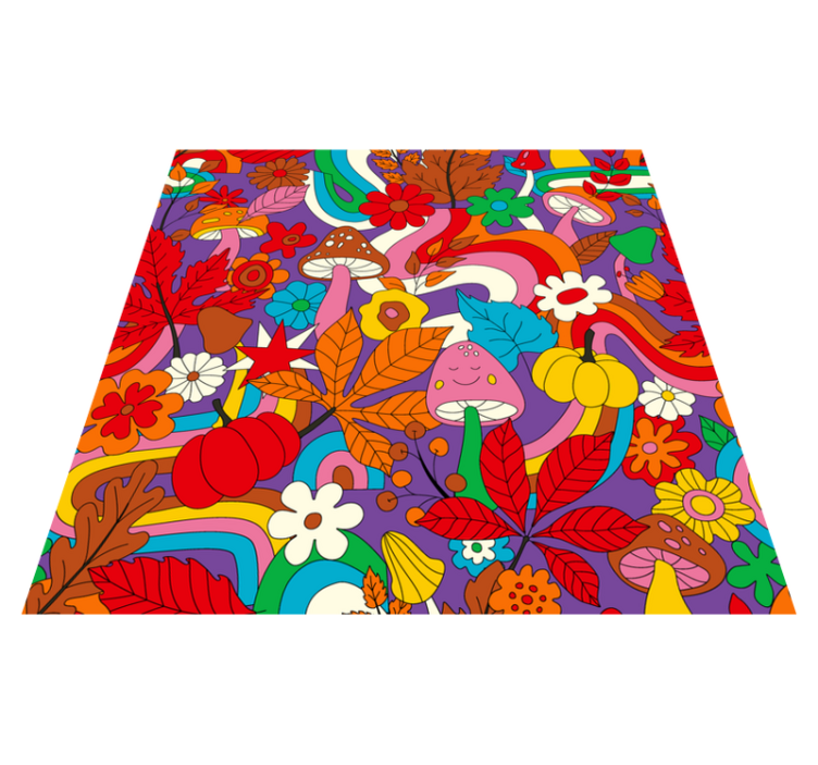 Vinylteppich Blumen Flower power retro-muster - TenStickers