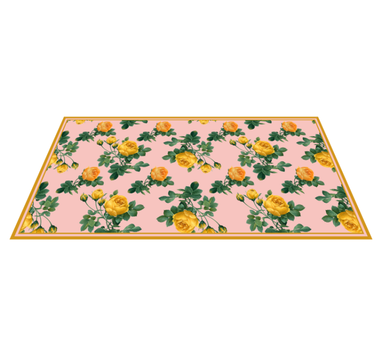 Vinyl Teppich Blumen gelbe rose botanisch - TenStickers