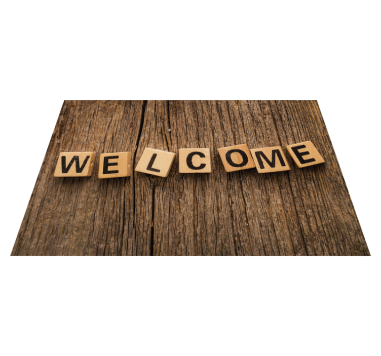 Vinyl Teppich Text hölzernes alphabet willkommen - TenStickers