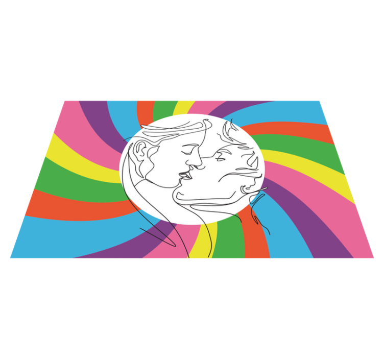 Vinyl Teppich kindlich bunte kusssilhouette - TenStickers