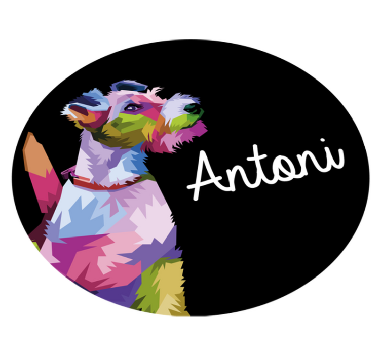 Vinyl Teppich mit Namen buntes hundeporträt - TenStickers