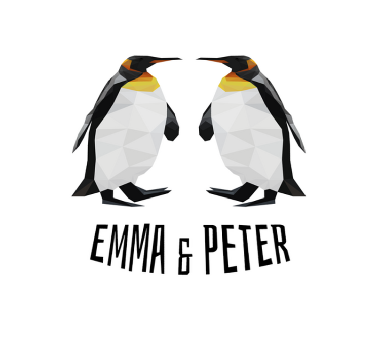 Vinyl Teppich mit Namen geometrische pinguine - TenStickers