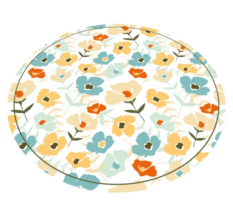 Vinyl Teppich rund Wasserfarben Blumen - TenStickers