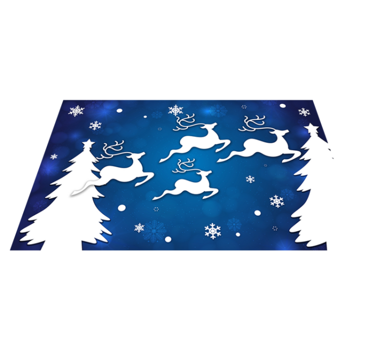 Vinyl Teppich Weihnachten rehe fliegen auf blauem Hintergrund - TenStickers