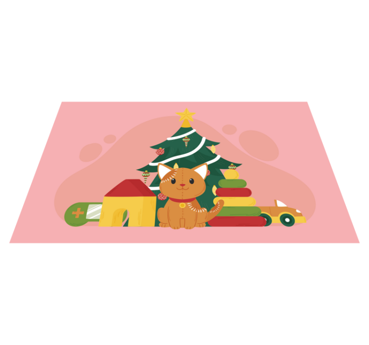 Vinylteppich Tier katze Weihnachten - TenStickers