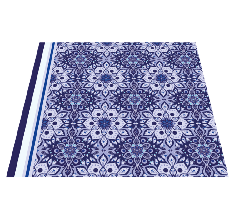 Vinyl Teppich blau vintage-blumenmuster - TenStickers