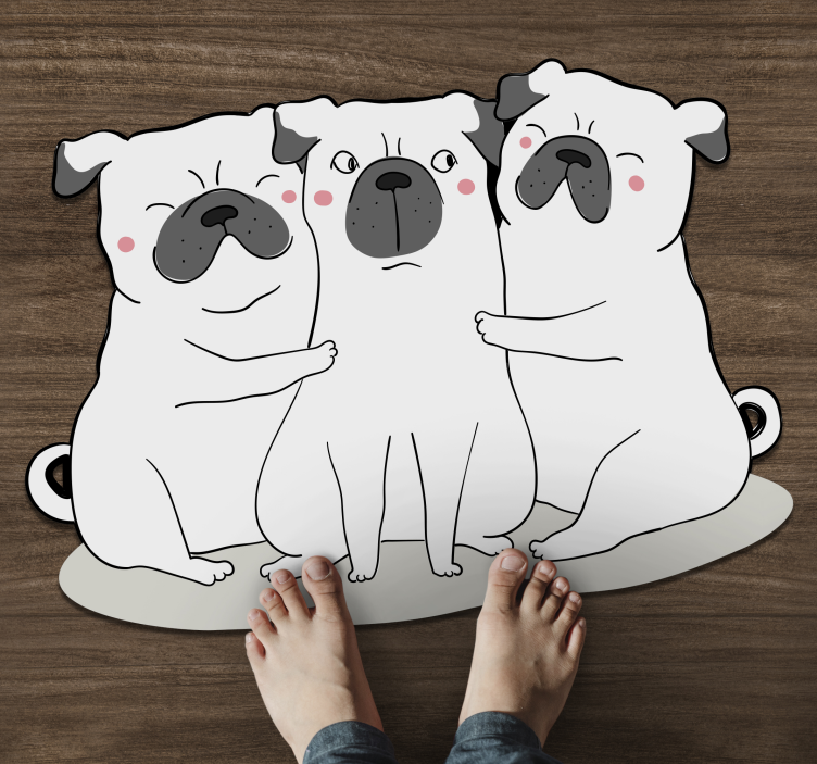 Vinyl Teppich Tiere entzückendes mops-trio - TenStickers