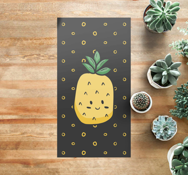Vinylteppich Blumen Vinyl teppich ananas mit blättern - TenStickers