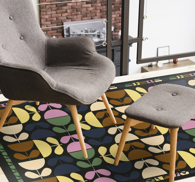 Vinyl Teppich Fliesenoptik lebendige blattmotive - TenStickers