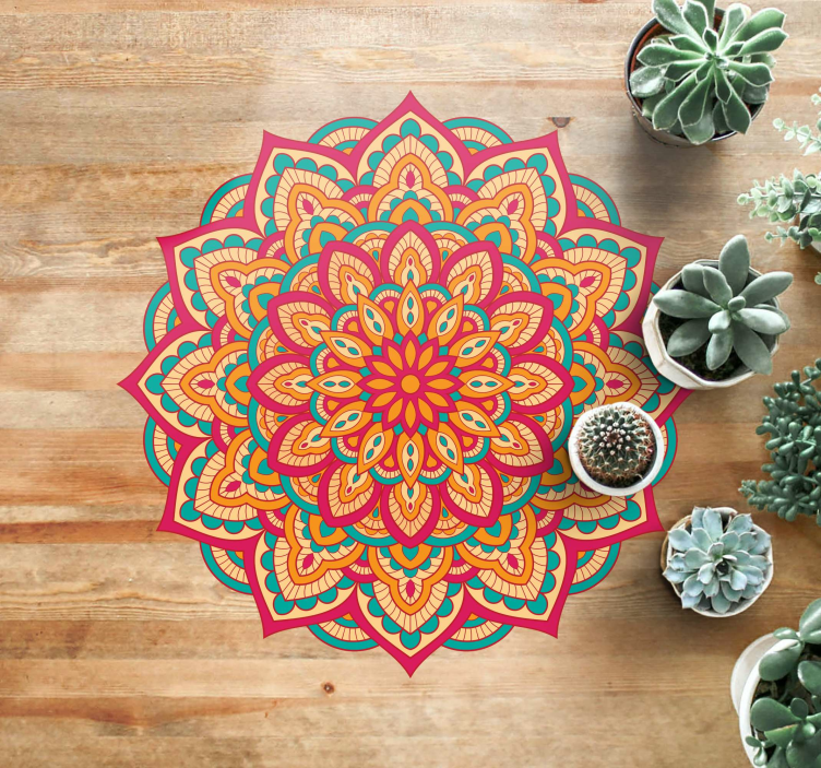 Vinyl Teppich Wohnzimmer buntes Mandala - TenStickers