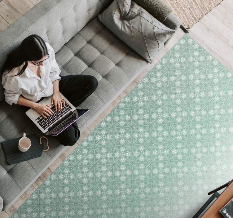 Vinyl Teppich Schlafzimmer mintgrüne muster - TenStickers